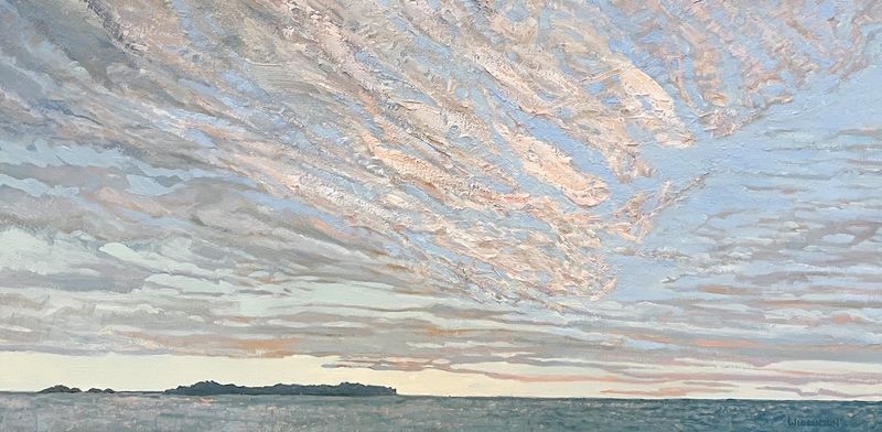 Lynn Wigginton Saint John New Brunswick Canada Handworks Canadian Acrylic Oil Painting Seascape, &quot;November Sky, Saints Rest&quot;