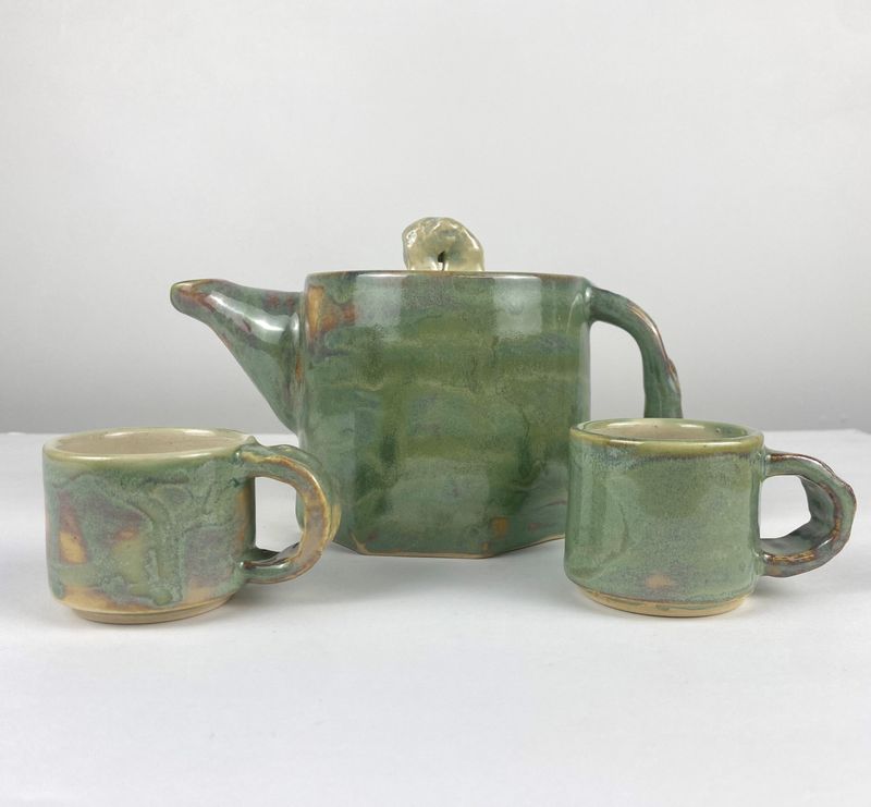 Apple Green Pottery Tea Set