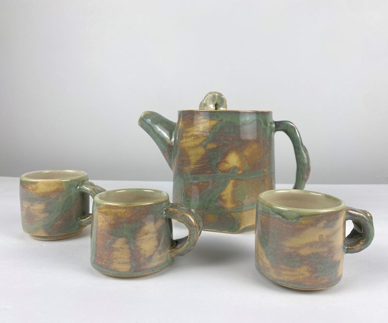 Apple Green Pottery Tea Set