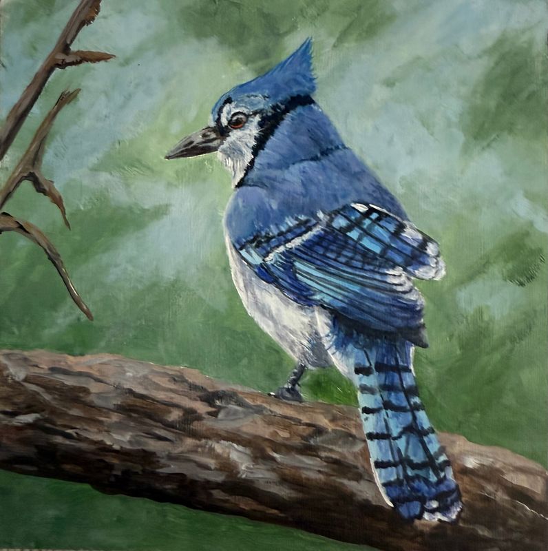 "Regal in Blue" 6x6" Acrylic Painting