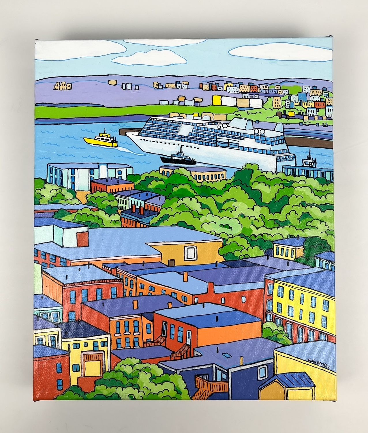Holly McKay Saint John New Brunswick Canada Handworks Gallery Canadian Acrylic Painting Cruise Ships Port Cityscape Uptown