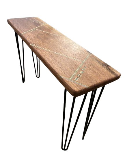 Wooden Table Made with Repurposed Skateboard