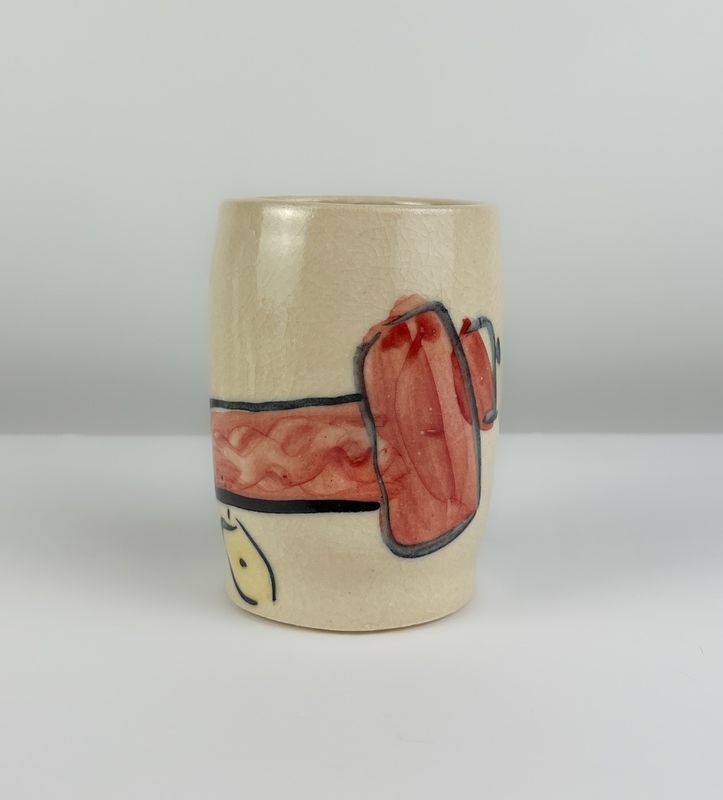 Darren Emenau Saint John New Brunswick Handworks Whimsical Pottery Large Thumbprint Tumbler Toy Dog