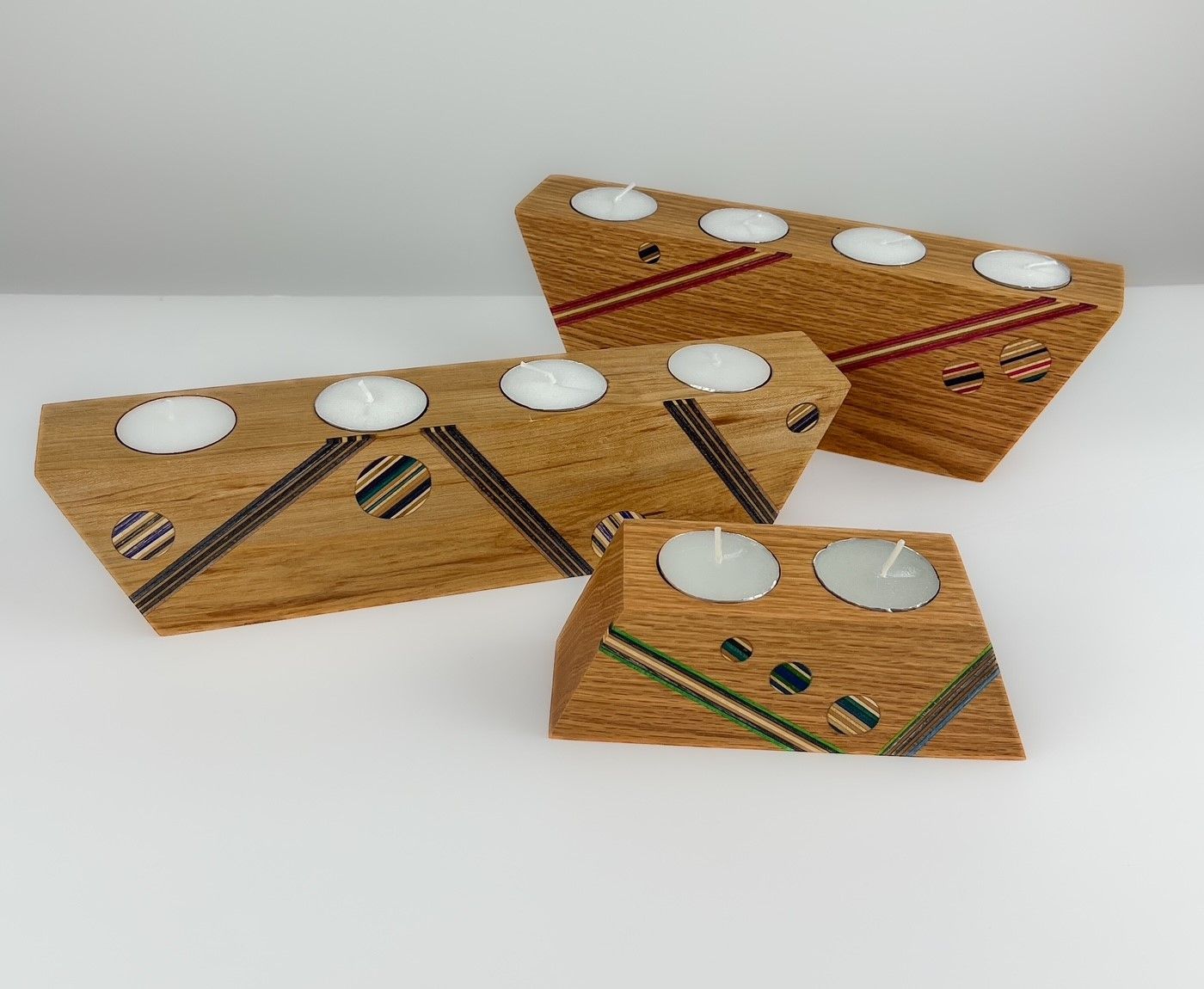 Tealight Wooden Candle Holders Repurposed Skateboards