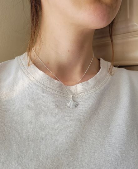 Mini Gingko Pendant Sterling Silver