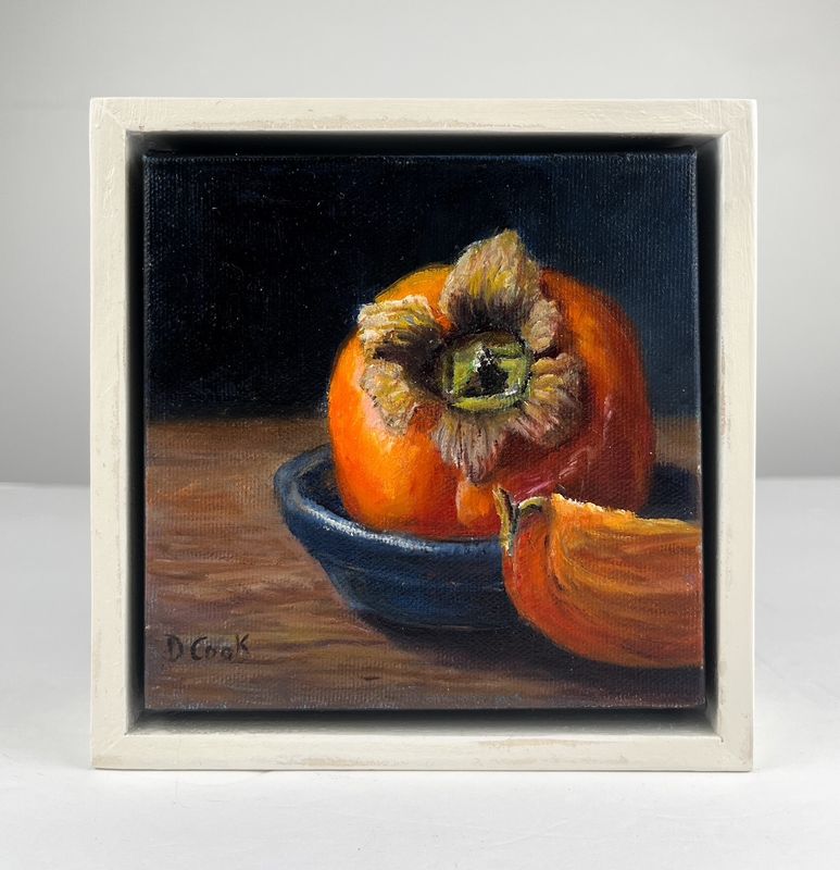 &quot;Persimmon&quot; Still Life Oil on Canvas 5x5x1.5&quot;