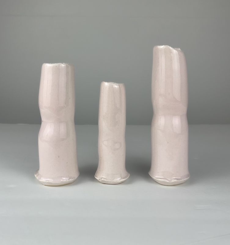 Darren Emenau Saint John New Brunswick Handworks Japonesque Pottery Bud Vases Pink