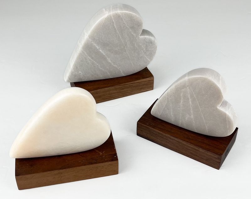 Large Soapstone Heart on Gothic Arches wood 5x5x2&quot;