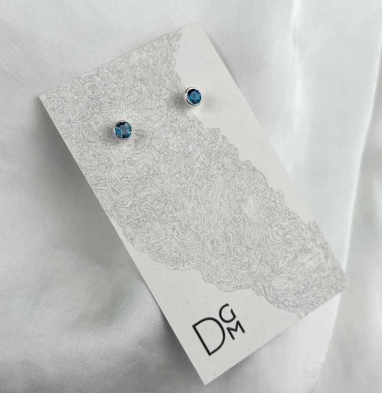 Dimitri Gagnon Morris Saint John New Brunswick Canada Canadian Jewelry Handworks London Blue Topaz Silver Stud Earrings