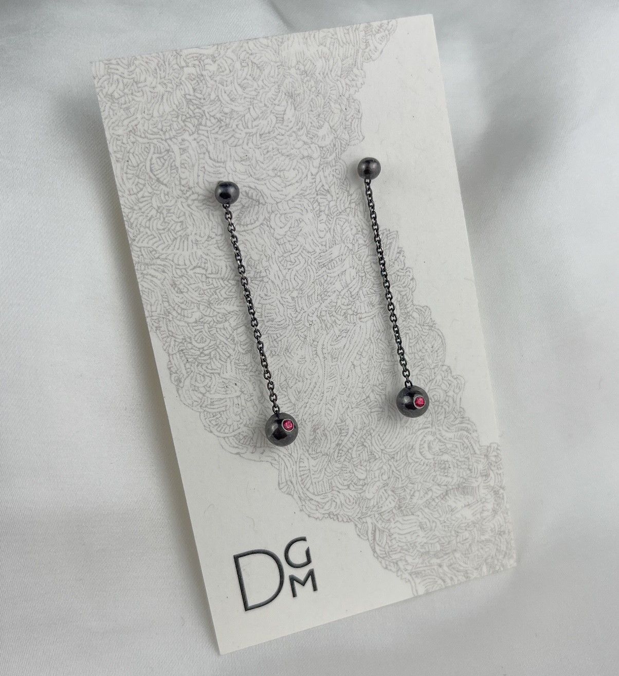Dimitri Gagnon Morris Saint John New Brunswick Canada Canadian Jewelry Handworks Red Spinal Oxidized Silver Hanging Stud