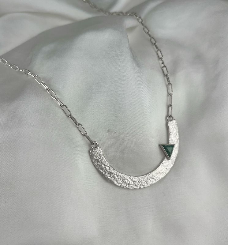 Dimitri Gagnon Morris Saint John New Brunswick Canada Canadian Jewelry Handwork Hammered Sterling Silver Pendant Sapphire