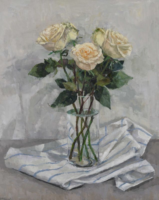 Theresa MacKnight Saint John New Brunswick Canada Handworks Canadian Painting, Oil, &quot;February Roses&quot; bouquet