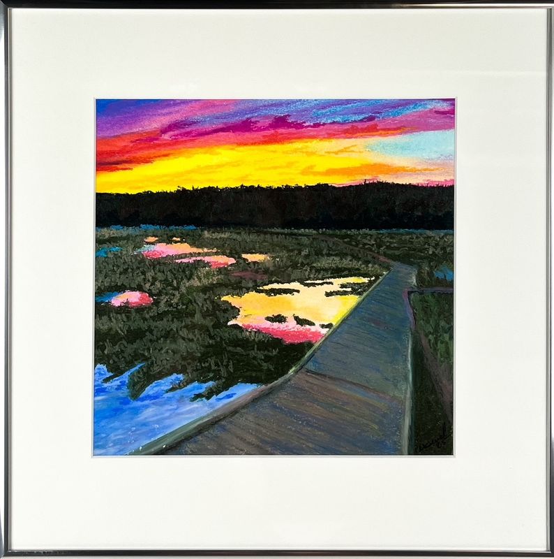 &quot;Irving Nature Park&quot; 10x10&quot; Oil Pastel Framed 15.25x15.25&quot;
