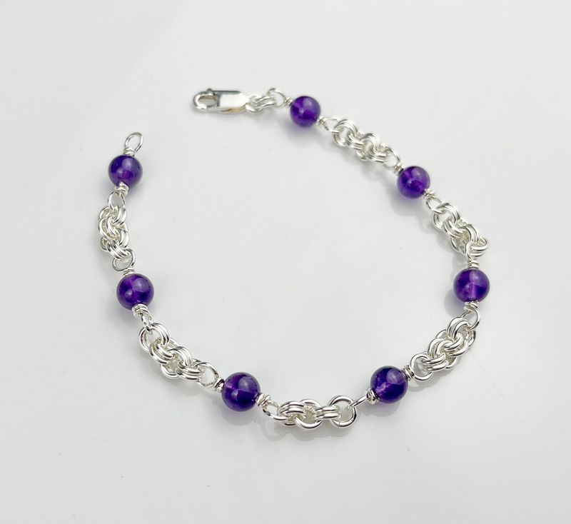 Small Double Jump Amethyst Bracelet SS