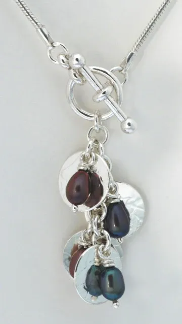 Cascading Pendant with Peacock Pearls 18" SS