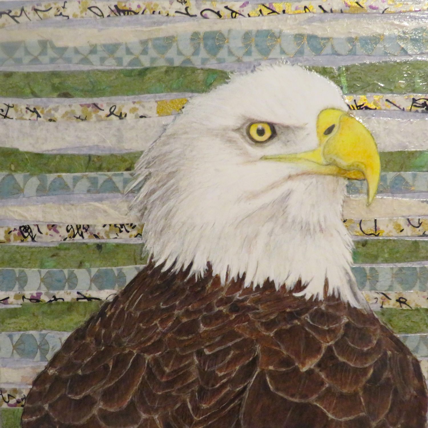 &quot;Eagle Study I&quot; 8x8&quot; Mixed Media on Wooden Canvas