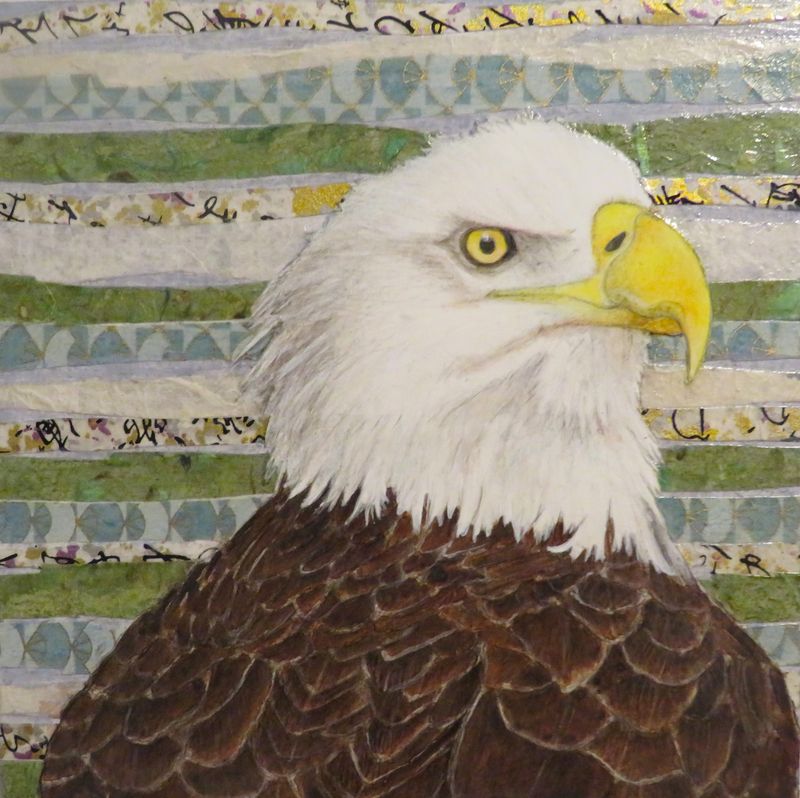 "Eagle Study I" 8x8" Mixed Media on Wooden Canvas