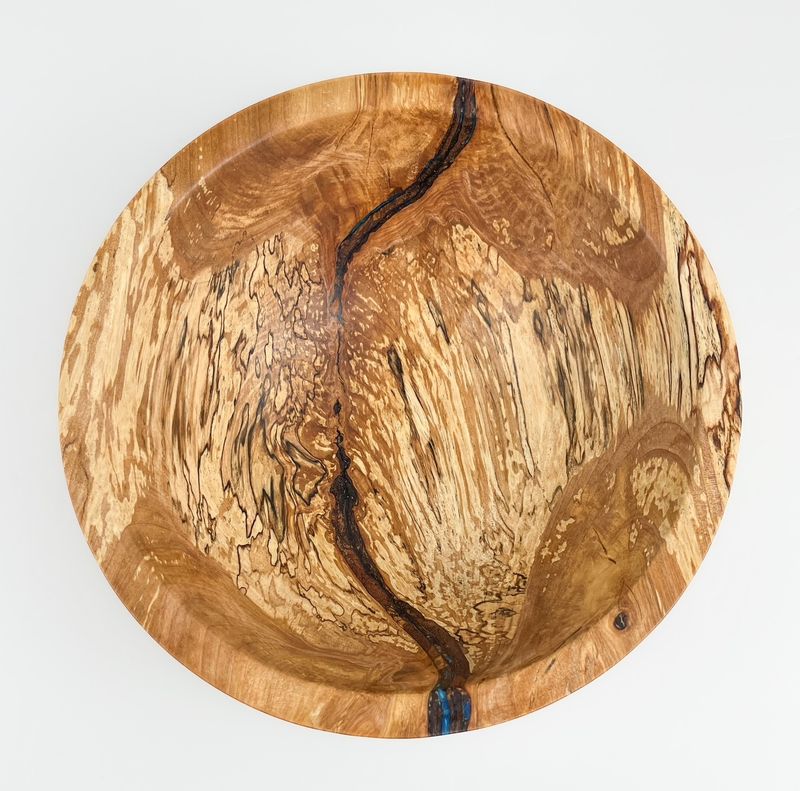 Spalted Yellow Birch Bowl with Resin 9.5x3.75&quot;