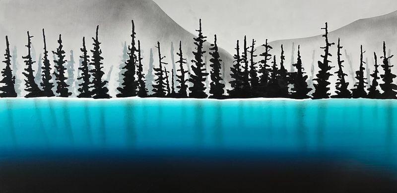 "Down from the Valley" 18x36" Framed Acrylic Painting