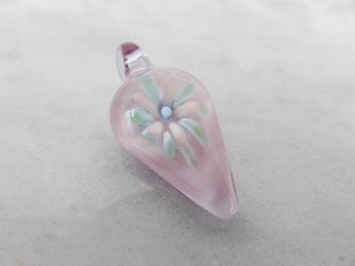 Medium Implosion pendant & sterling silver chain, rose and blue