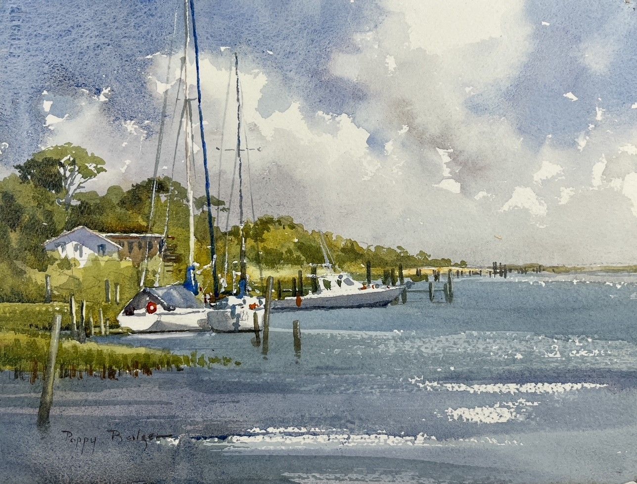 Poppy Balser Saint John New Brunswick Canada Handworks Canadian Painting Watercolor Landscape Seascape Boats Marina Sailboats