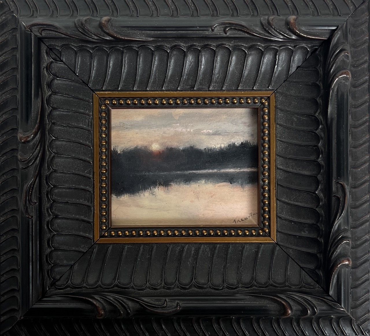 &quot;Sunset&quot; 2.25x2.75&quot; Oil Framed 5.75x6.25&quot;