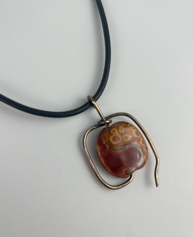 Patty Goodine Five Crows Silver Saint John New Brunswick Canada Handworks Jeweler Kazuri Ceramic Bead Red Bronze Pendant