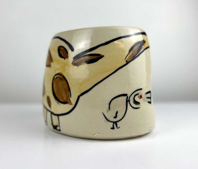 Darren Emenau MNO Saint John New Brunswick Canada Handworks Gallery Canadian Potter Large Whimsical Pottery Vase Giraffe