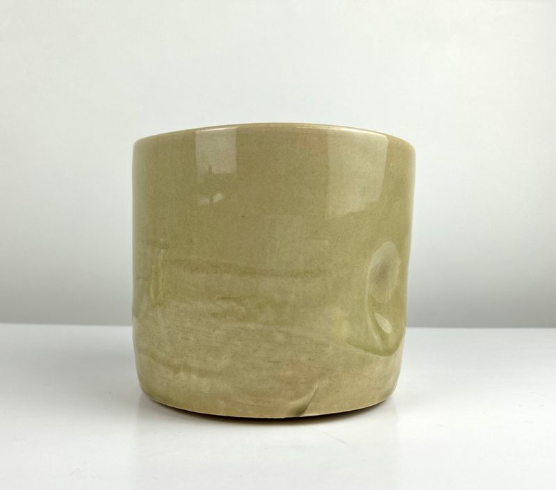 Darren Emenau MNO Saint John New Brunswick Canada Handworks Gallery Canadian Japonesque Pottery Large Glossy Cream Vase