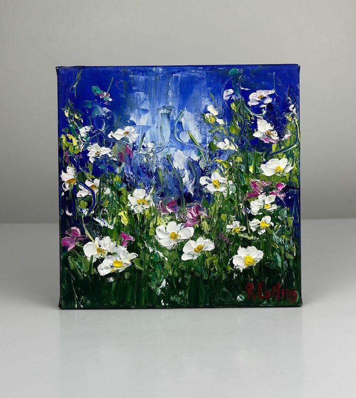 &quot;It&#39;s a Wonderful World&quot; 6x6&quot; Oil Knife Painting on Canvas