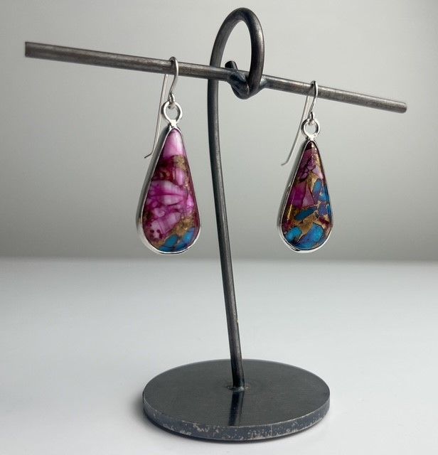 Purple Dalia and Turquoise Earring