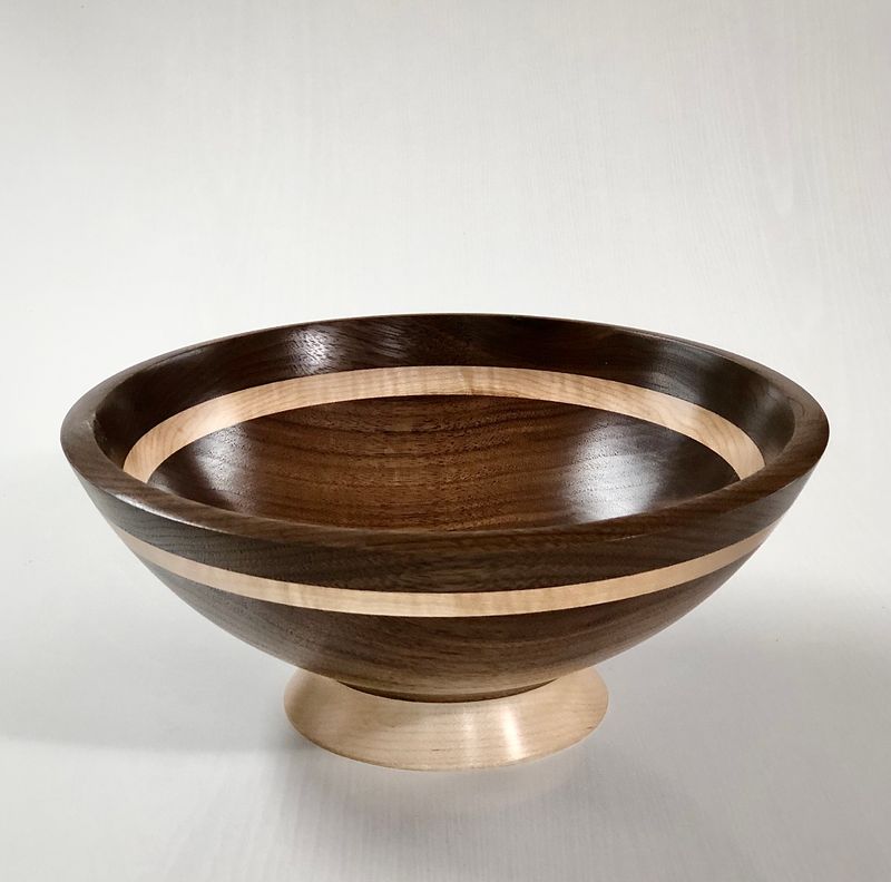 Walnut/Curly Maple Wooden Bowl