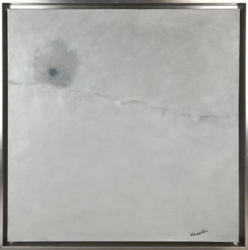 "White Abstract Landscape" 26x26" Oil on Canvas Framed