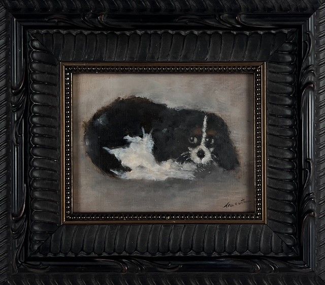 "King Charles Chevalier Spaniel" 7.5x8.5" Oil on Board Framed 4x5"