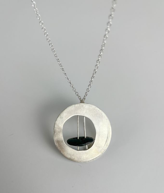 Sterling Silver Pendant with Stones 18"