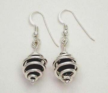 Black Onyx Sterling Silver Swirl Collection, Option: Earrings