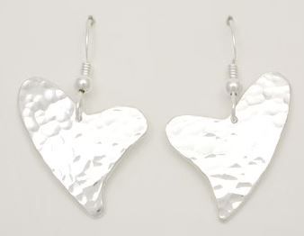 Faceted Hammered Heart Sterling Silver Collection, Option: Drop Earrings
