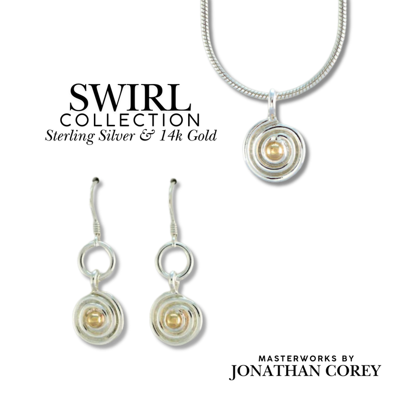 Swirl 2 Tone Collection Sterling Silver/14K Gold