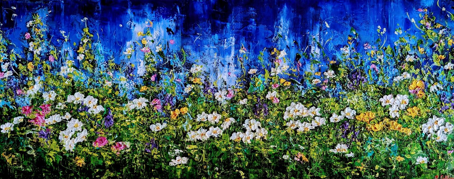 &quot;Dancing the Night Away&quot; 16x40&quot;  Oil Knife Painting on Canvas