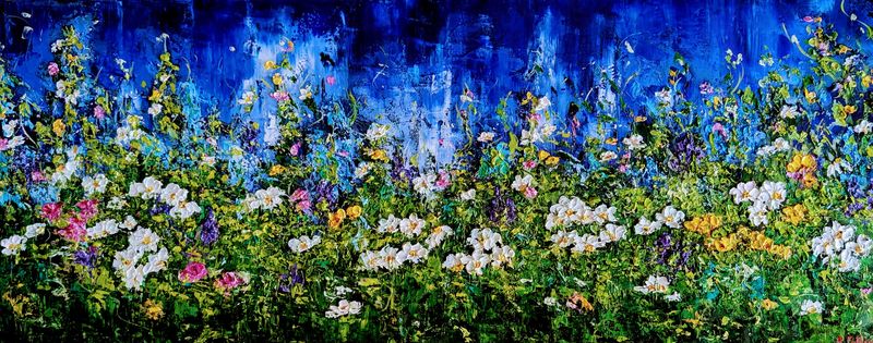 &quot;Dancing the Night Away&quot; 16x40&quot;  Oil Knife Painting on Canvas