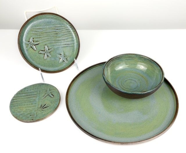 Black Clay with Aqua Glaze Dishware