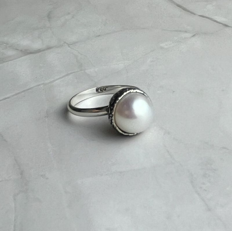 Akoya Pearl Ring SS Acorn Pod Cast 12-13mm Pearl