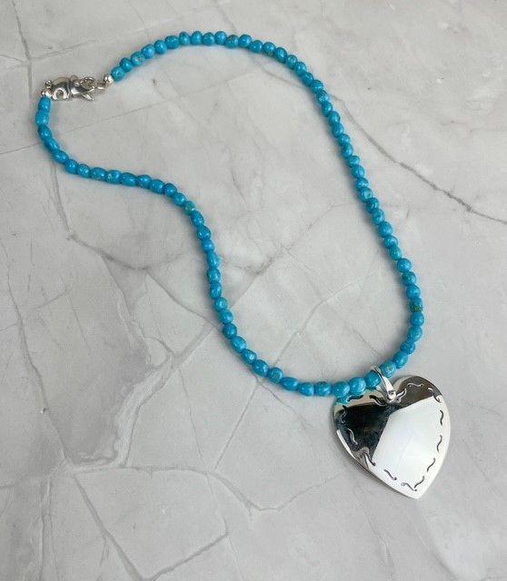 Sleepy Beauty Turquoise Heart Pendant SS