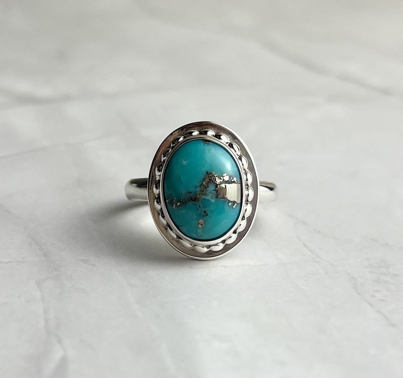 Turquoise Ring Size 7.5 SS