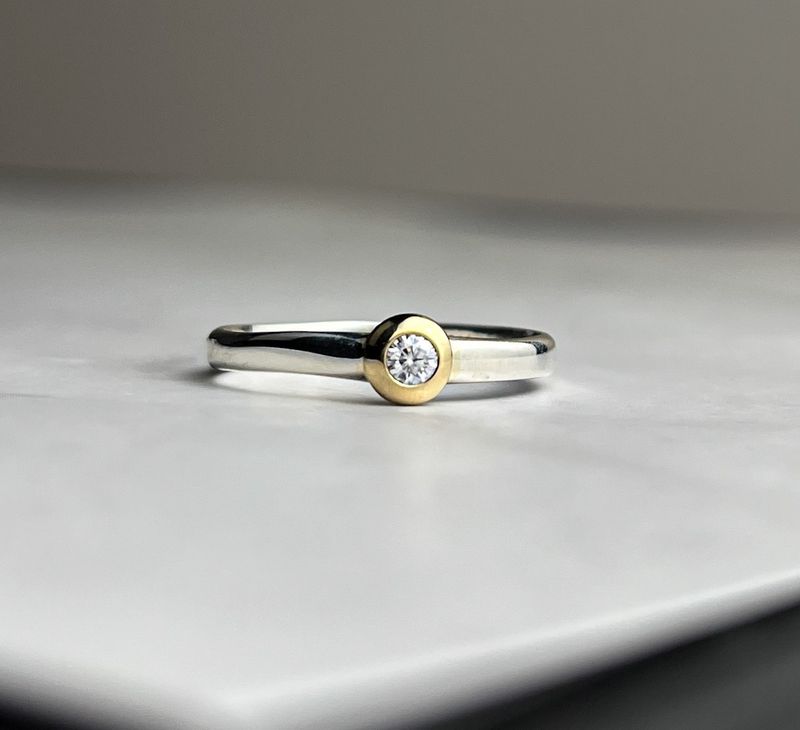Moissanite Stacker Ring Sterling Silver