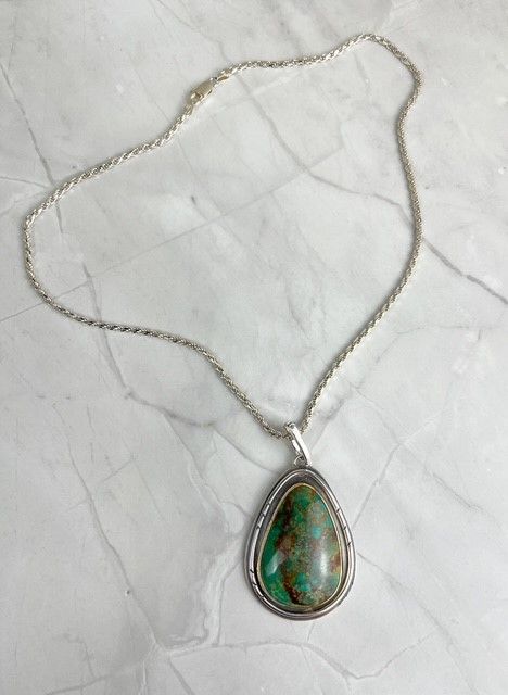 Kingman Turquoise SS 14K Gold Filled Pendant
