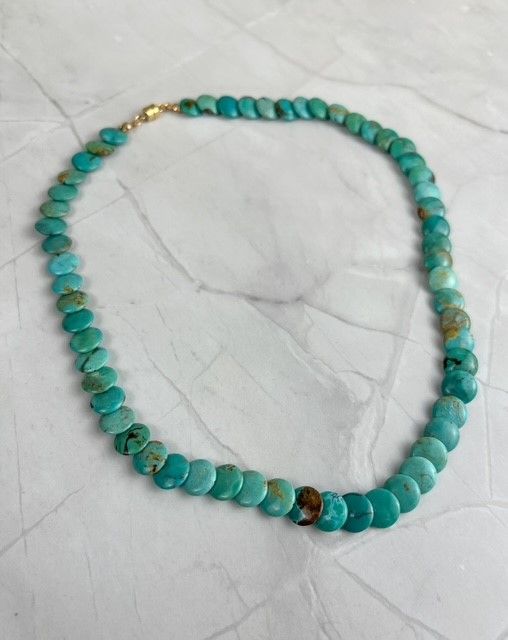 Turquoise Coin Necklace 14K Gold Filled