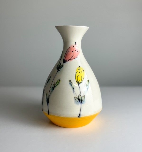 Mid-Mod Medium Floral Pottery Vase