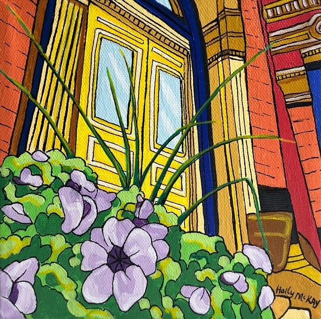 Holly McKay Saint John New Brunswick Canada Handworks Gallery Canadian Artist Acrylic Painting Uptown Yellow Door Cityscape