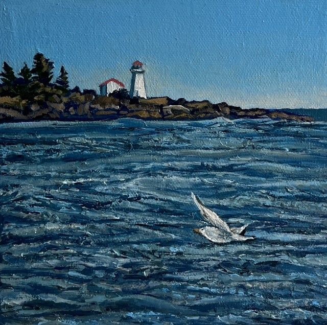 Lynn Wigginton Saint John New Brunswick Canada Handworks Acrylic Oil Painting Seascape Lighthouse Seagull Charlotte County